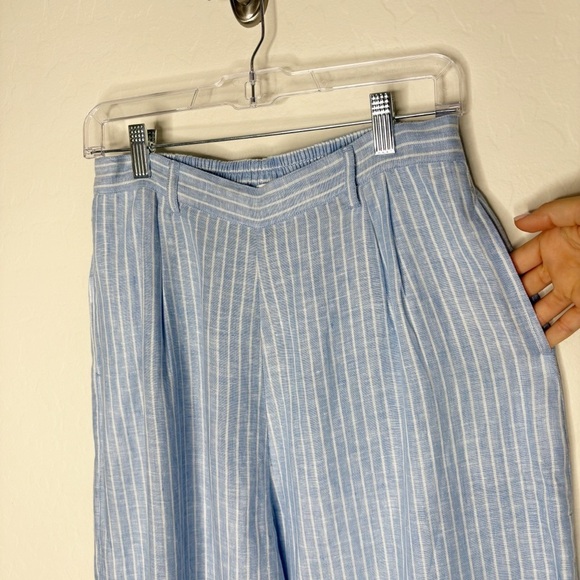 Anthropologie Vitamin A The Getaway Pant 100% Linen Blue Stripes Size Small - Picture 4 of 12